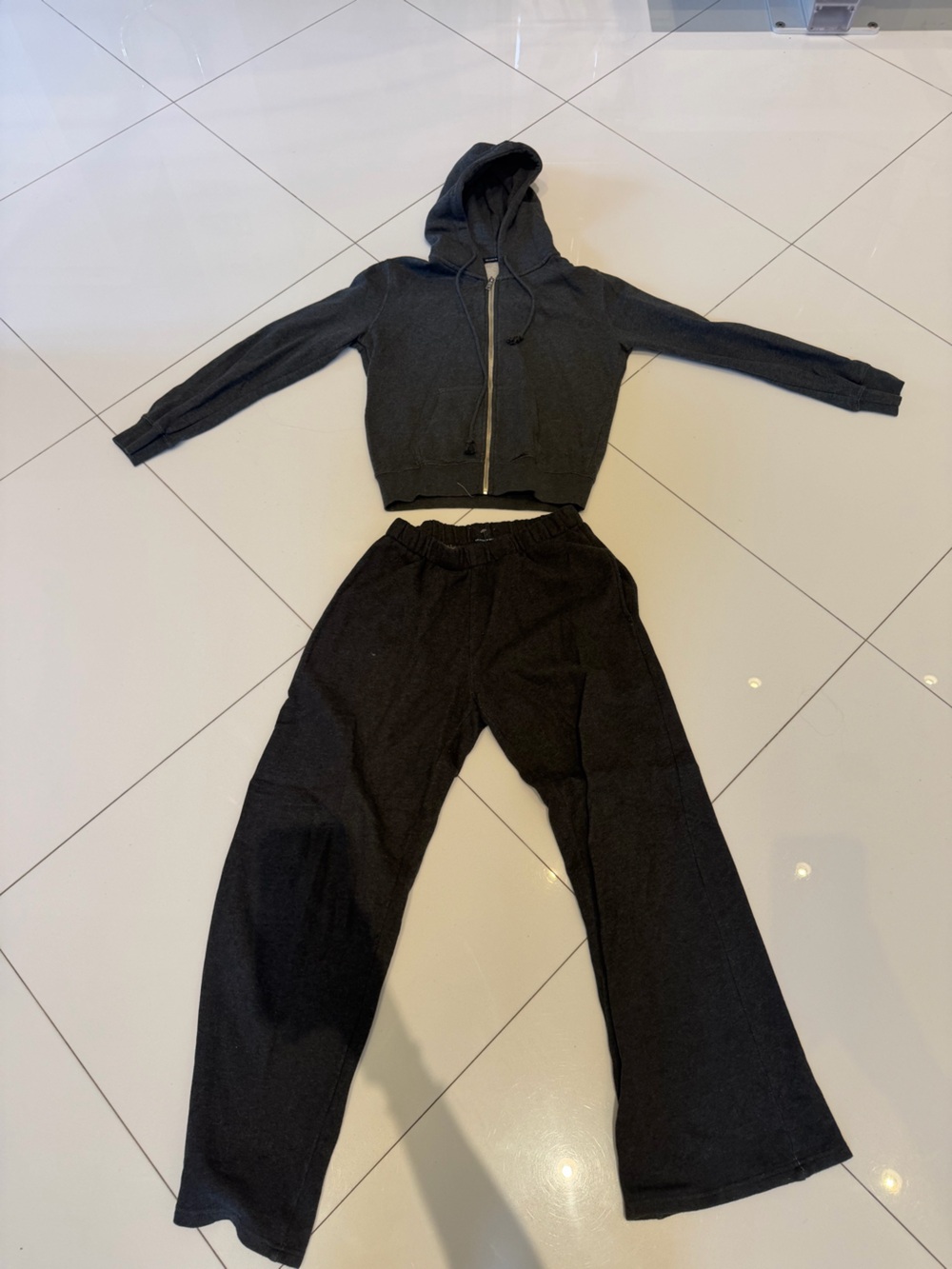 Brandy Melville Dark Charcoal Sweatshirt Set